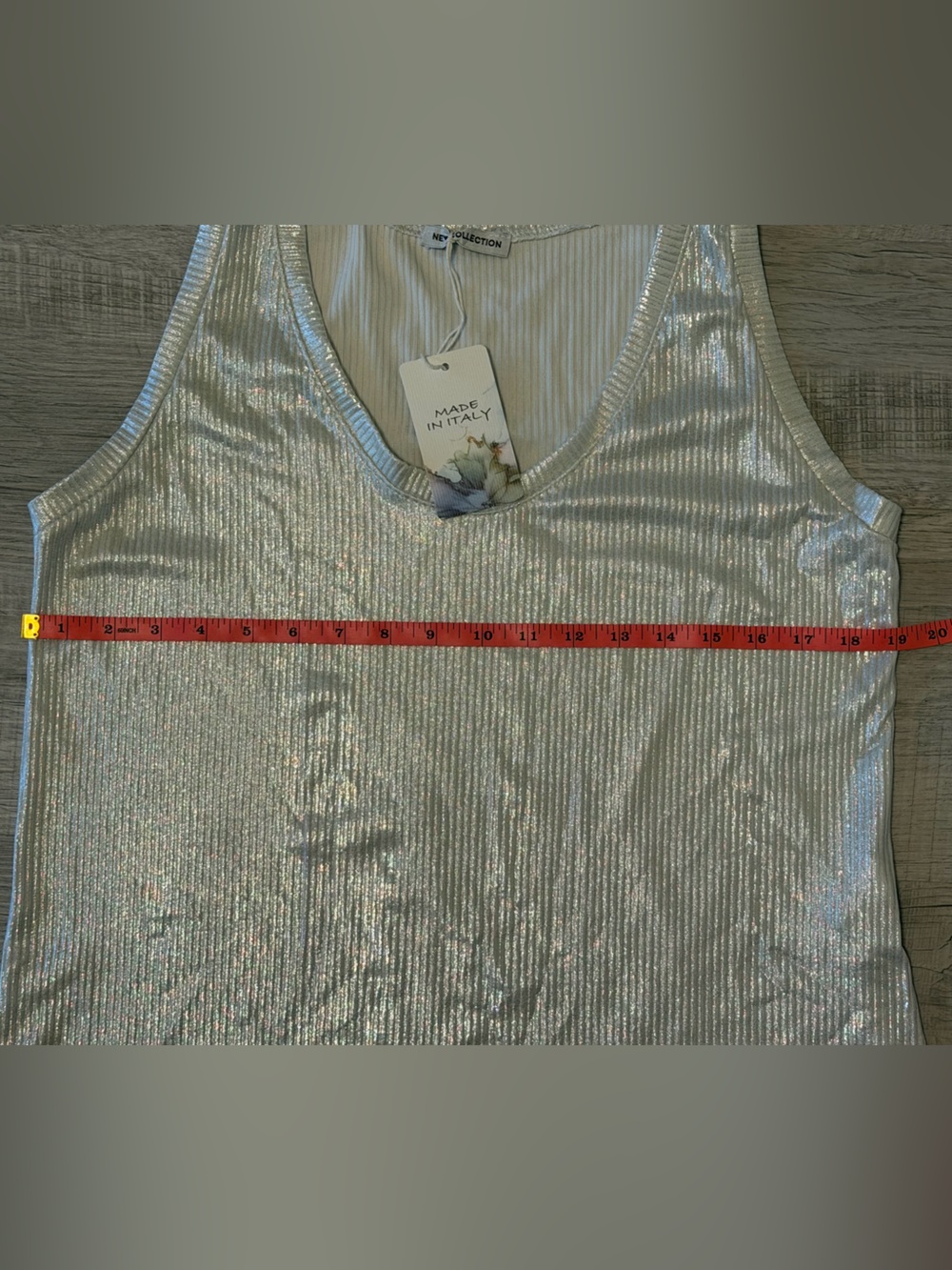 Metallic Silver Tank Top One size Made in Italy - Picture 10 of 12